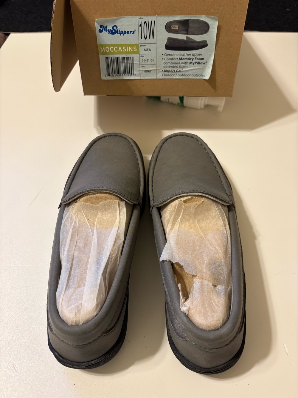 MySlippers Men’s Gray Leather Moccasin Loafers